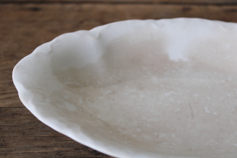 photo of antique china dish or pin tray, very stained browned crazed china vintage farmhouse decor  #6