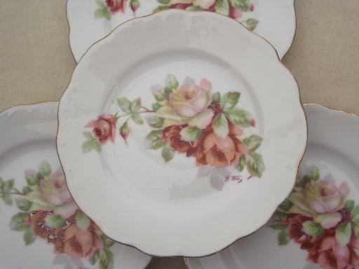 photo of antique china doll dishes, little old china plates w/ cabbage roses #2