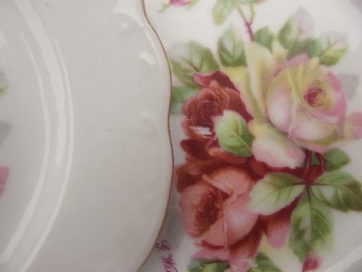 photo of antique china doll dishes, little old china plates w/ cabbage roses #3