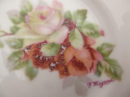 photo of antique china doll dishes, little old china plates w/ cabbage roses #5