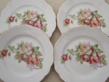 catalog photo of antique china doll dishes, little old china plates w/ cabbage roses