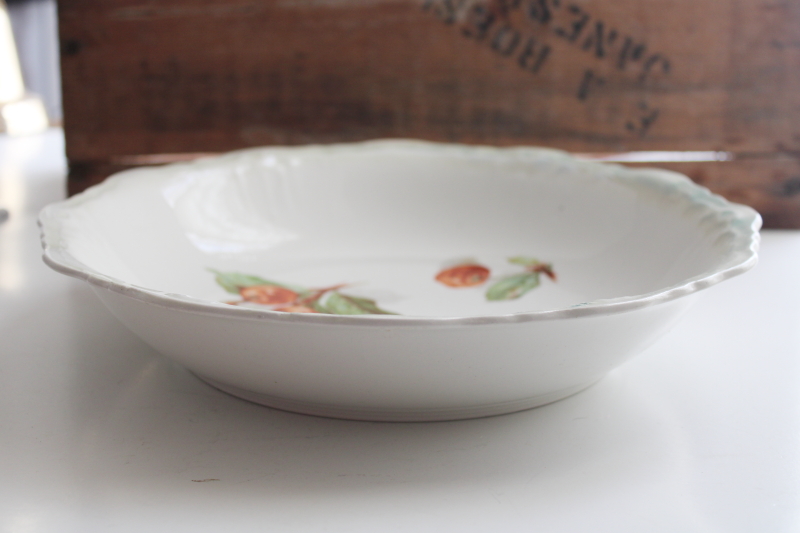 photo of antique china fruit bowl, red cherries print early 1900s vintage cottage chic #7