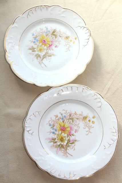 photo of antique china w/ hand painted flowers, pretty floral designs - set of 10 salad / dessert plates #2