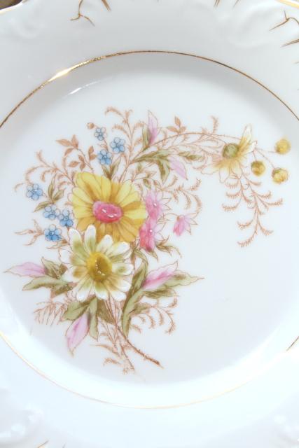 photo of antique china w/ hand painted flowers, pretty floral designs - set of 10 salad / dessert plates #3