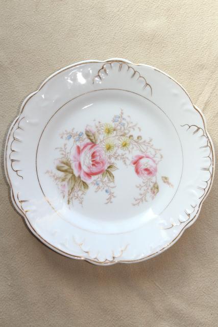 photo of antique china w/ hand painted flowers, pretty floral designs - set of 10 salad / dessert plates #5