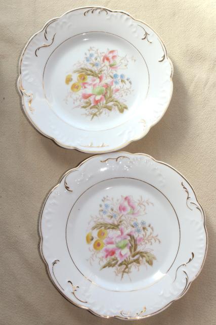 photo of antique china w/ hand painted flowers, pretty floral designs - set of 10 salad / dessert plates #8