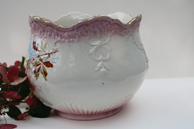 photo of antique china jardiniere, fern planter or cachepot, turn of the century vintage #11