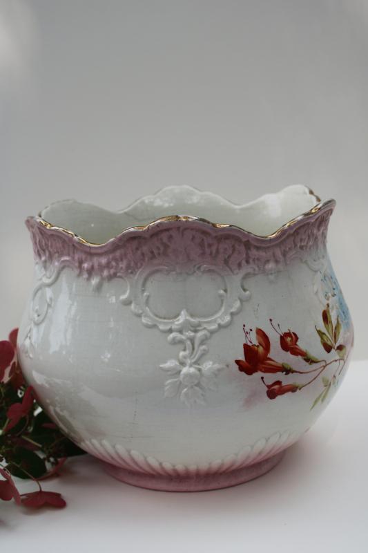 photo of antique china jardiniere, fern planter or cachepot, turn of the century vintage #14