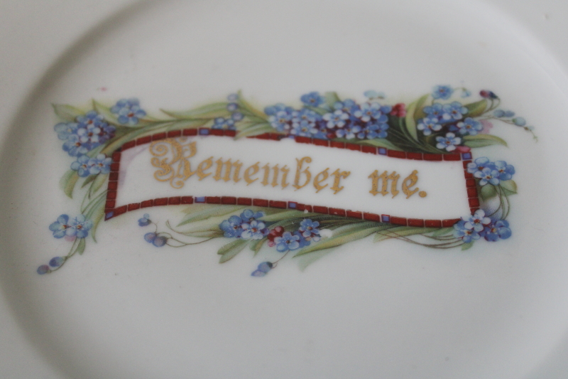 photo of antique china plate Remember Me motto forget me nots flowers early 1900s vintage  #2