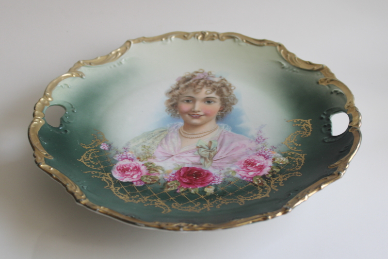 photo of antique china plate, girl w/ blonde ringlets portrait late Victorian period vintage  #5