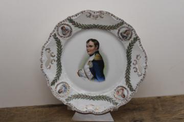 catalog photo of antique china plate, portrait of Napoleon Bonaparte, cameos of ladies of the court