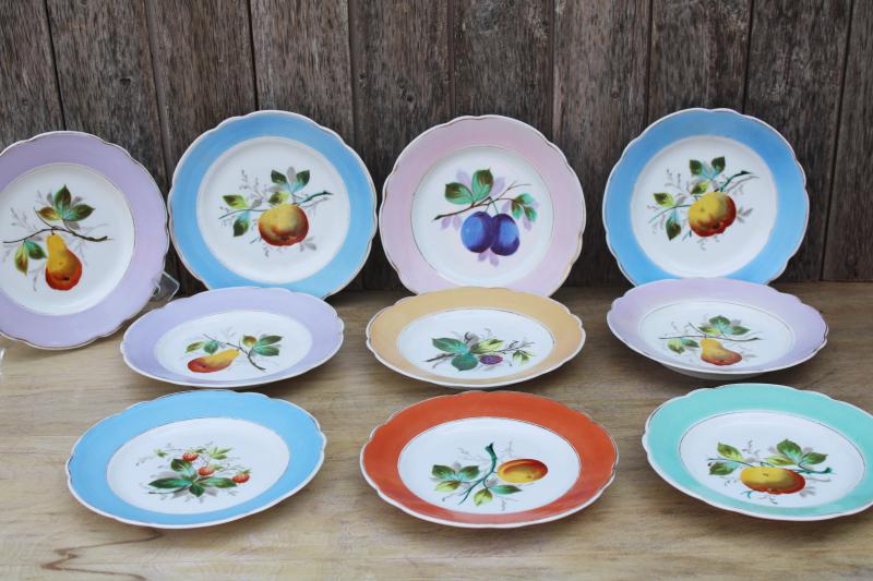 photo of antique china plates w/ hand painted fruit, shabby chic rustic wedding vintage dishes #1