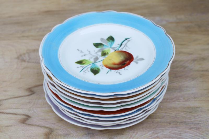 photo of antique china plates w/ hand painted fruit, shabby chic rustic wedding vintage dishes #2