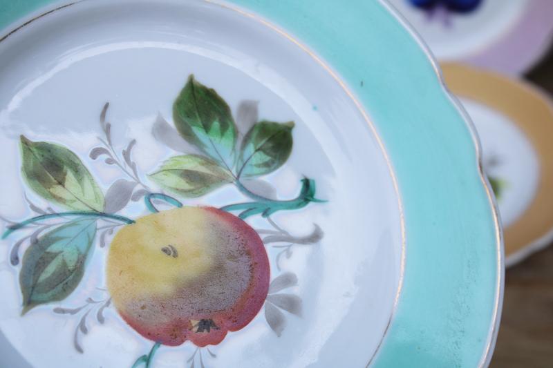 photo of antique china plates w/ hand painted fruit, shabby chic rustic wedding vintage dishes #7