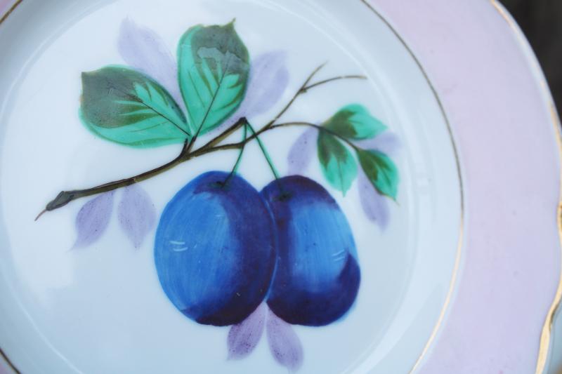 photo of antique china plates w/ hand painted fruit, shabby chic rustic wedding vintage dishes #9