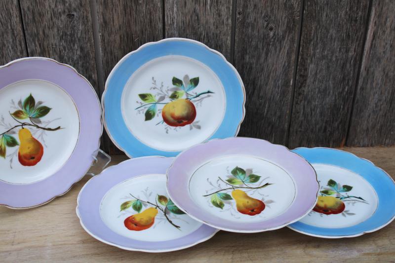 photo of antique china plates w/ hand painted fruit, shabby chic rustic wedding vintage dishes #11