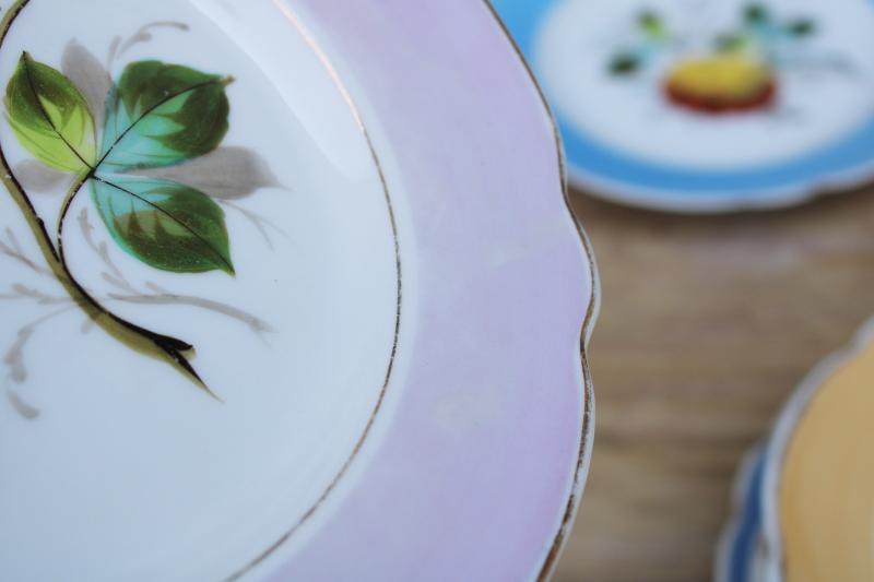 photo of antique china plates w/ hand painted fruit, shabby chic rustic wedding vintage dishes #12