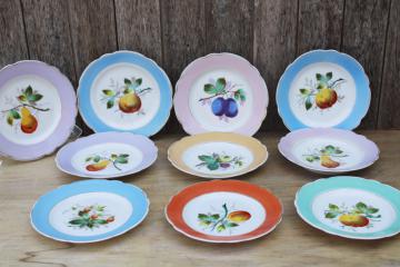 antique china plates w/ hand painted fruit, shabby chic rustic wedding vintage dishes