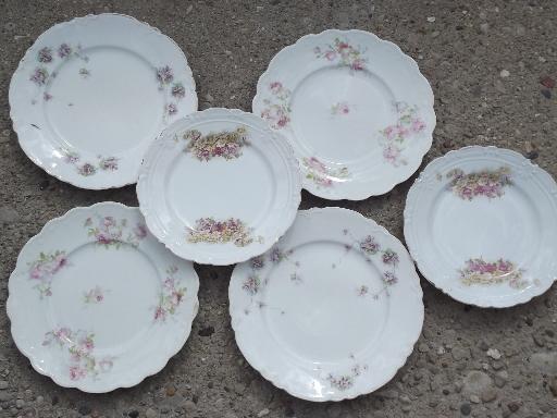 photo of antique china plates lot, assorted old floral patterns to mix and match #1