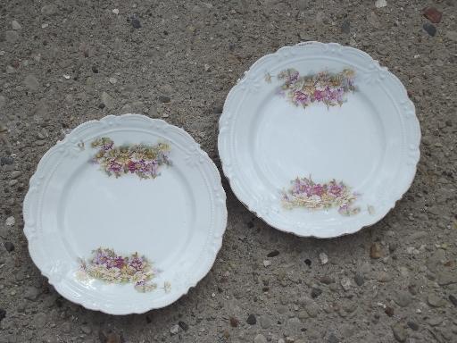 photo of antique china plates lot, assorted old floral patterns to mix and match #2