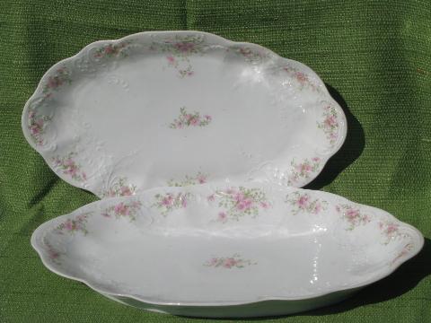 photo of antique china platters, early 1900s vintage floral pattern porcelain #2