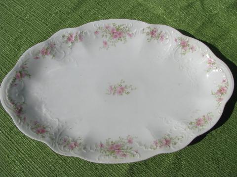 photo of antique china platters, early 1900s vintage floral pattern porcelain #3