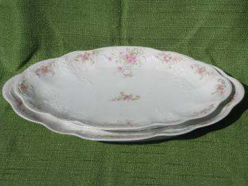 catalog photo of antique china platters, early 1900s vintage floral pattern porcelain