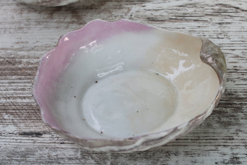 photo of antique china sea shell oyster dishes, set of six bowls, soup, salad or dessert dishes  #4