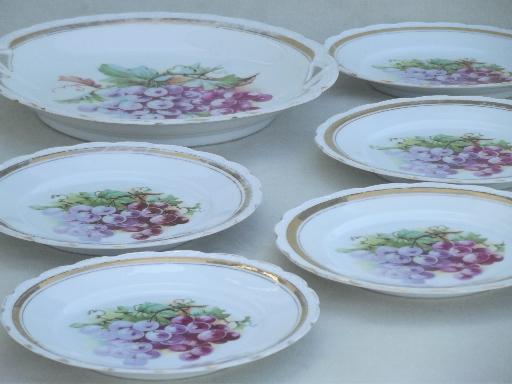 photo of antique china tea plates w/ painted grapes, serving and  sandwich plates #1