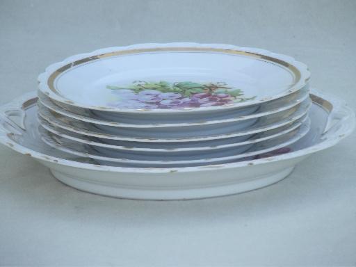 photo of antique china tea plates w/ painted grapes, serving and  sandwich plates #2