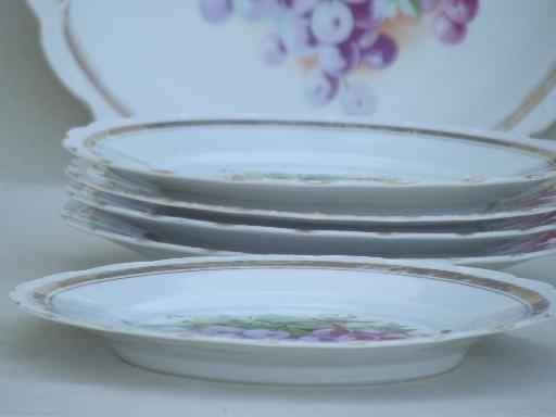 photo of antique china tea plates w/ painted grapes, serving and  sandwich plates #3