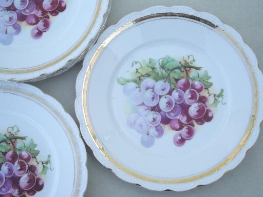 photo of antique china tea plates w/ painted grapes, serving and  sandwich plates #5