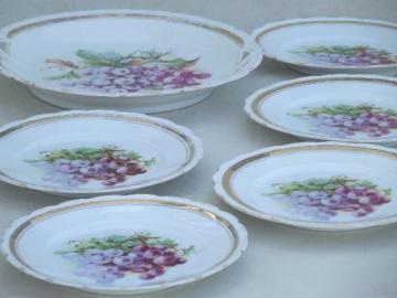 catalog photo of antique china tea plates w/ painted grapes, serving and  sandwich plates