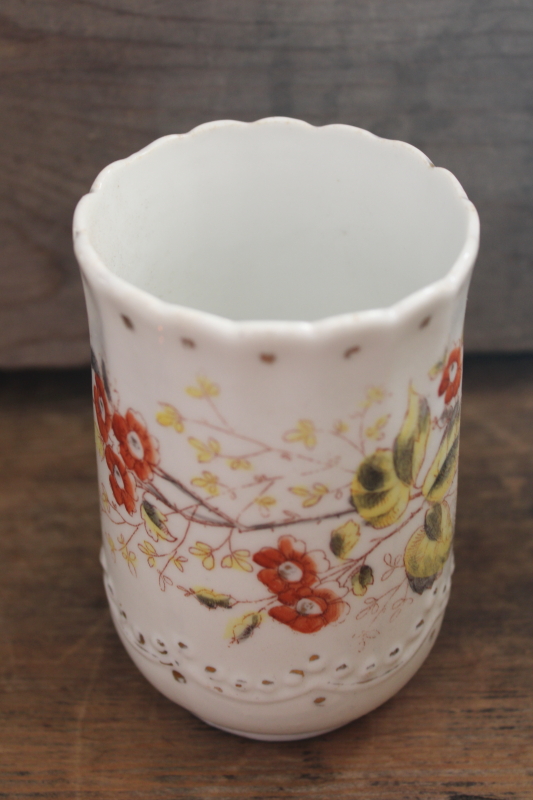 photo of antique china tumbler toothbrush holder vase, Made in Germany mark early 1900s #1