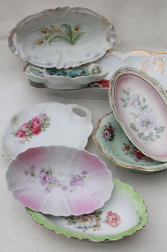 photo of antique china with roses & flowers, lot of hand painted floral dishes, shabby cottage chic #1