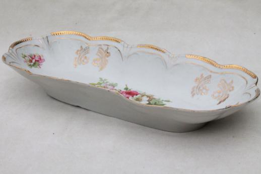 photo of antique china with roses & flowers, lot of hand painted floral dishes, shabby cottage chic #4