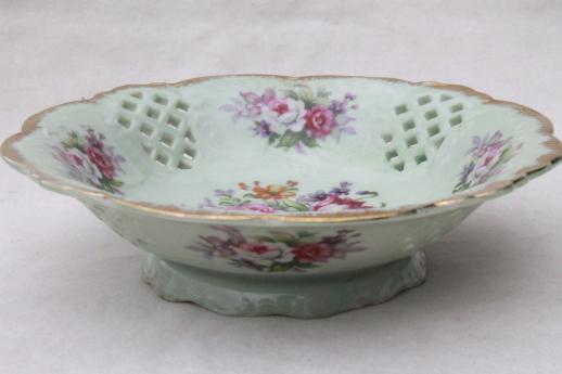 photo of antique china with roses & flowers, lot of hand painted floral dishes, shabby cottage chic #5