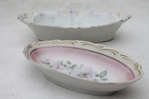 photo of antique china with roses & flowers, lot of hand painted floral dishes, shabby cottage chic #7