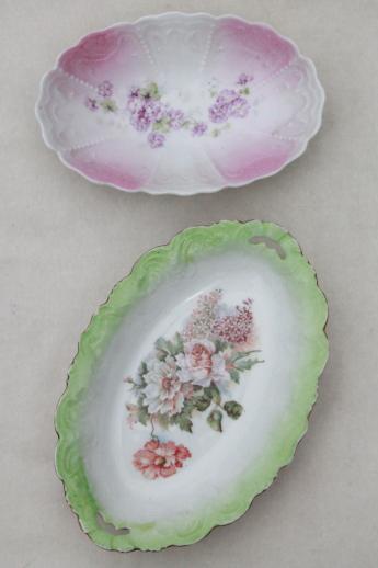 photo of antique china with roses & flowers, lot of hand painted floral dishes, shabby cottage chic #10