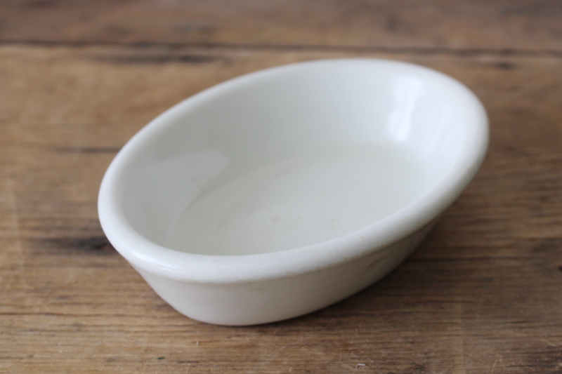 photo of antique chunky white ironstone china soap dish, deep oval bowl shape early 1900s vintage  #2