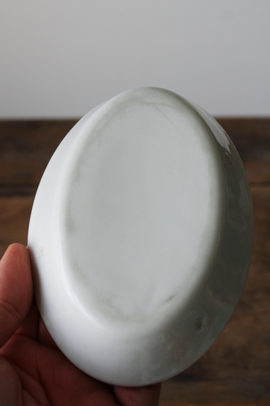 photo of antique chunky white ironstone china soap dish, deep oval bowl shape early 1900s vintage  #3