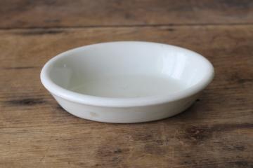 antique chunky white ironstone china soap dish, deep oval bowl shape early 1900s vintage 