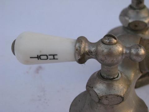 photo of antique claw foot bath tub vintage faucet w/porcelain teardrop taps #4