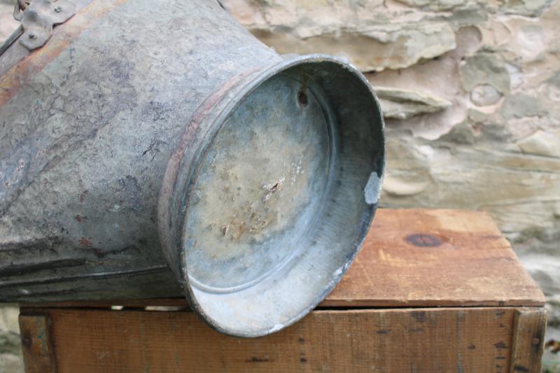 photo of antique coal bucket scuttle w/ worn original paint, vintage primitive for fireplace or stove #5