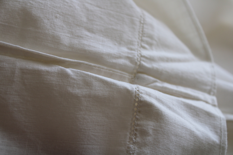 photo of antique comforter quilt covers, elegant simple white cotton w/ french seams, pearl buttons #7