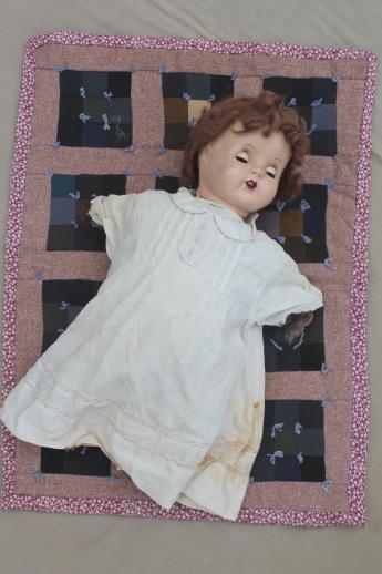 photo of antique composition baby doll head w/ red curls, sleep eyes, open mouth w/ teeth #2