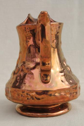 photo of antique copper luster china pitcher, early 20th century vintage English lustre #3