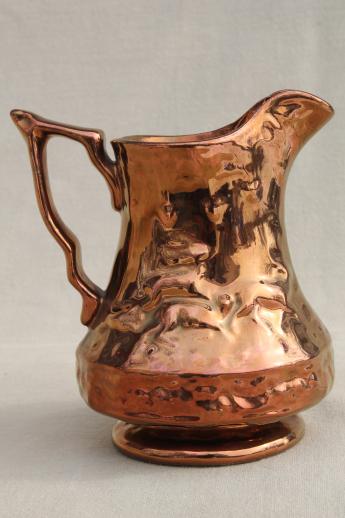 photo of antique copper luster china pitcher, early 20th century vintage English lustre #4