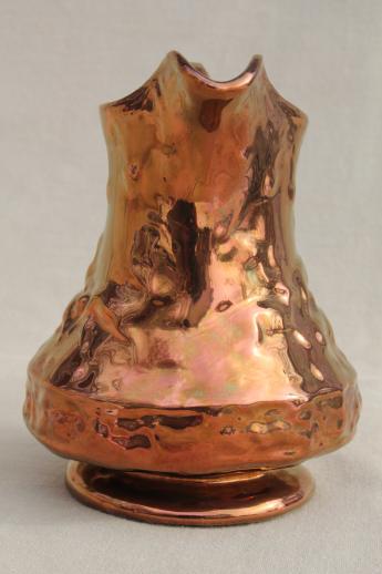 photo of antique copper luster china pitcher, early 20th century vintage English lustre #5