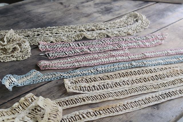 photo of antique coronation cord lace tatting and crochet, early 1900s vintage sewing trim #1